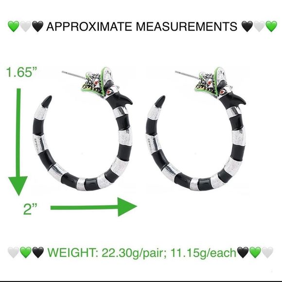 ONE PAIR LEFT! BEETLE JUICE HOOP LOOP FETISH BLACK & WHITE STRIPE SAND WORM 🪱 - Picture 15 of 16